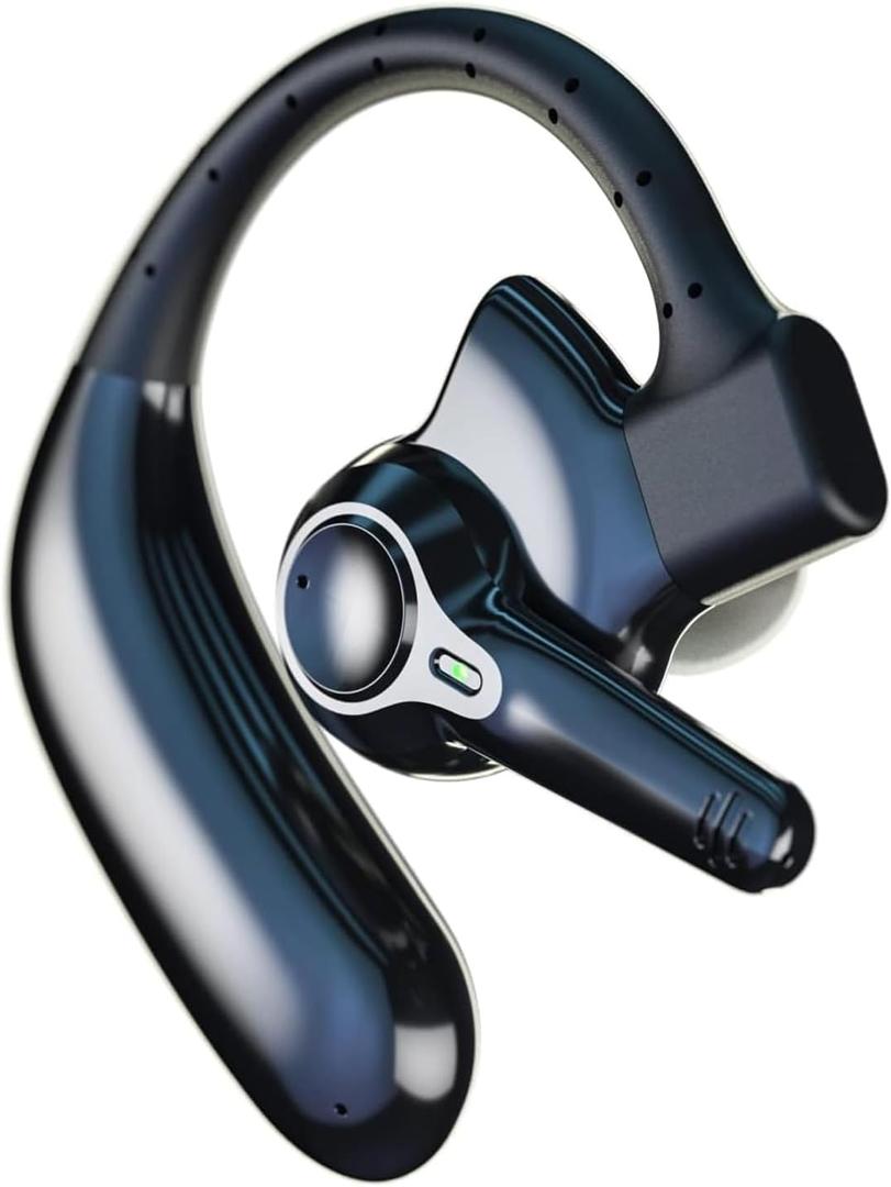 Dual-Mic AI Noise Cancelling Bluetooth Headset for Cell Phones, 10 Days Standby 30Hrs HD Talktime Bluetooth Earpiece IPX6 Waterproof Ultralight for Driving/Truckers/Business, Black