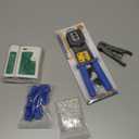 RJ45 Crimp Tool Kit Pass Thru Cat5 Cat5e Cat6 RJ45 Crimping Tool with 20PCS RJ45 Cat6 Pass Through Connectors, 20PCS Covers,1 Wire Punch Down Cutter and 1 Network Cable Tester