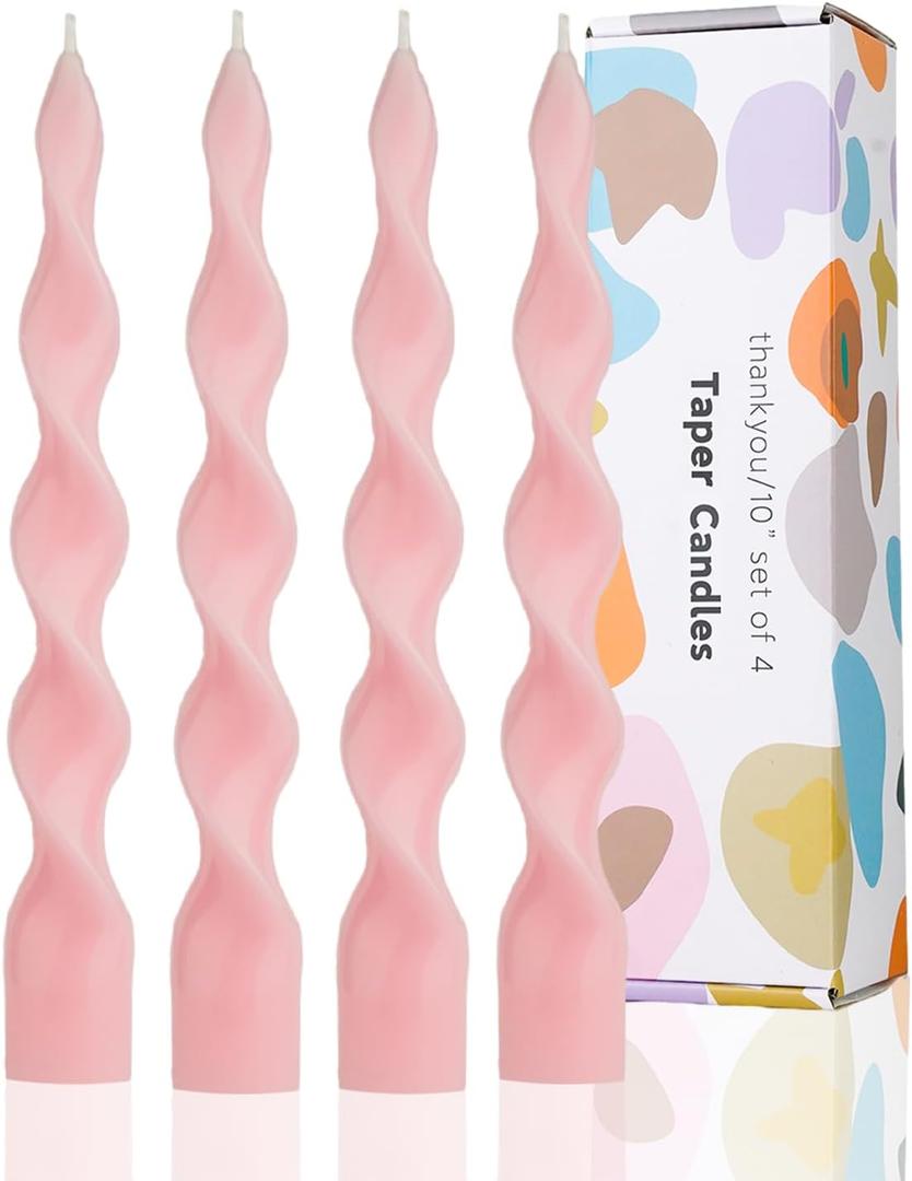 9.8" Pink Tall Taper Candle Sticks Dripless Taper Candle Handmade from Vegan Soy Wax for Holiday Wedding Party Home Dinner Decoration Party and Any Occasion, Set of 4(Pink)
