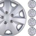 WOLFSTORM 16" Wheel Rim Covers Universal Hubcaps, Fashion Style Hubs Snap on Car Truck SUV ABS Plastic Exterior Accessorios - Set of 4 (Regular Silver)