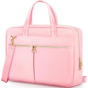 Ferkurn Laptop Bag Case Women Men Computer Bag Compatible with MacBook/HP/LG/Dell, Shoulder Strap Slim Carrying Messenger Briefcase, Pink, 17-17.3 Inch
