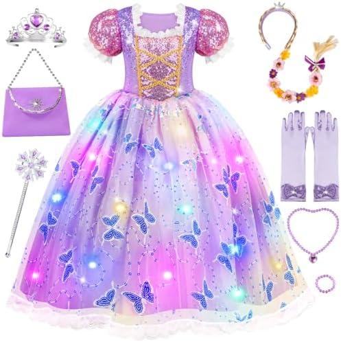 Meland Princess Dresses for Girls - Light Up Princess Costume for Little Girl, Halloween Costumes & Gift for Toddler Age 3-10, M