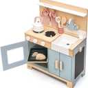 Tender Leaf Toys Mini Chef Home Kitchen Wooden Kitchenette Fully Equipped with Accessories for Pretend Cooking Develops Social, Creative & Imaginative Skills Learning Role Play Ages 3+ Years