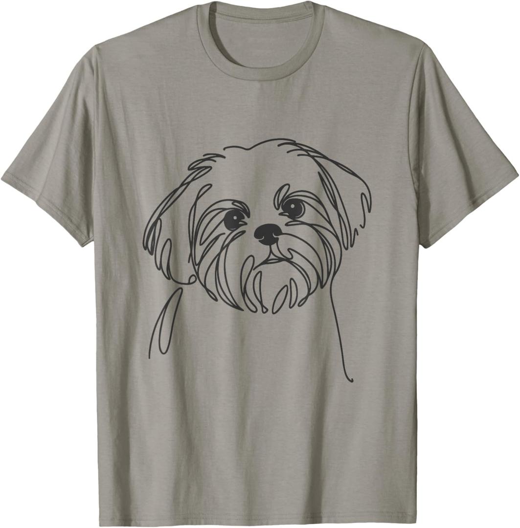 Line Art Dad Mom Dog - Shih Tzu T-Shirt, XXL