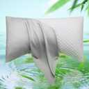 Cooling Curved Pillow Cases - Rayon Derived from Bamboo Side Sleeper Pillowcase Cover - Breathable Silky Soft Pillowcase for Hot Sleepers Hair and Skin, Queen Size 1 Piece, 20 * 30 Inches Light Grey