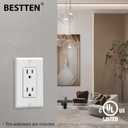 BESTTEN 30 Pack 15 Amp Outlets, Standard Electrical Wall Outlet, Decorator Receptacle Outlet for Residential and Commercial Use, Non-Tamper-Resistant, 125V/1875W, Wall Plate Included, UL Listed, White