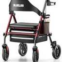 Walkers for Seniors Rollator Walkers with Seat, 350lb Capacity with Cup Holder & Cane Holder, 8'' All Terrain Wheels, Adjustable Handles and Seat Height, Foldable Design, Burgundy
