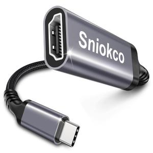 Sniokco USB C to HDMI Adapter, High Speed 4K USBC to HDMI Cable for Thunderbolt 3/4, HDMI to USB C Adapter with iPhone 16 15 Pro Max MacBook Pro Air iPad Pro iMac Galaxy S XPS Surface Book 3 and More (0.65ft, Grey)
