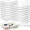 Tinlade 24 Pcs Classroom Paper Storage Bins with Lids, Clear, 13x10in