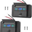 2 Pack 12V USB Outlet Surface Mount Lightweight, Dual USB C 30W and QC 18W Car USB Port 12 Volt USB Cigarette Lighter Replacement Charger Socket Panel with Button Switch for RV Bus Marine Motorcycle