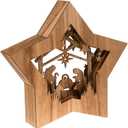 Clever Creations Wooden Star Shaped Nativity Scene Christmas Ornament, Festive LED Holiday Dcor for Shelves and Tables, Brown
