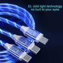 IHAO Multi Connectors Fast Charging Cable 3 Combinations in One Cable USB A to USB C/Micro USB Cord Lighted Up LED Flowing Compatible with Most of Electric Device-47 Inches Blue