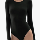 PUMIEY Women's Crew Neck Long Sleeve Bodysuit Second-skin Feel Tops Smoke Cloud Collection, XL