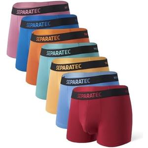 Separatec Dual Pouch Mens Underwear Breathable Cooling Rayon Made from Bamboo Underwear Men, Boxer Briefs and Trunks 7 Pack, L