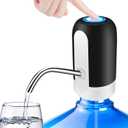 KUFUNG Water Dispenser for 5 Gallon Bottle - Rechargeable Water Pump for 5 Gal Jug, BPA-Free, Food Grade Silicone Hose, Stainless Steel Spout - 30-40 Days Battery Life, Easy One Switch Operation (Black+white)