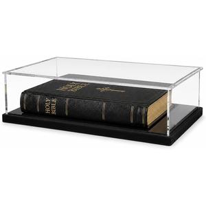 Acrylic Bible Display Case, Assembly Required Clear Book Display Box with Black Base, Low Profile Book Protector for Bible, Prayer Book, Keepsake Book, 10.6 x 7.9 x 2.4 Inch