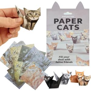 Paper Cats DIY Origami Paper, 50 Sheets Cat Origami Kit for Cat Lovers to Create Cute Desk Cat Decor, Craft Kits for Adults