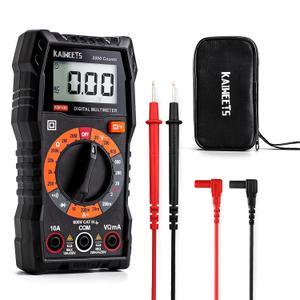 KAIWEETS Digital Multimeter with Case, DC AC Voltmeter, Ohm Volt Amp Test Meter and Continuity Test Diode Voltage Tester for Household Outlet, Automotive Battery Test (Anti-Burn with Double Fuses), KM100