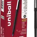 Uniball Roller Ball Stick Pens, 0.5 mm Micro Tip, Blue, Pack of 12