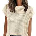 Alsol Lamesa  Womens Tops 2025 Trendy Summer Shirts Crochet Cap Sleeve Knitted Sweater Beach Vacation Clothes Fall Fashion Outfits,XL