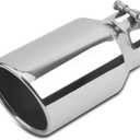 3 inch Inlet Exhaust Tip, 4.5" Outlet 9" Overall Length Stainless Steel Exhaust Tail Pipe, Bolt-On, Polished Tailpipe, Silvery(Only Fit for Tailpipe Outlet is 3", Need Measure OD)