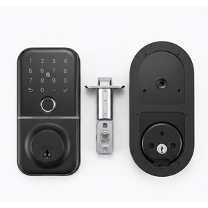 Smart Door Lock with Handle: Kucacci Keyless Entry Digital Door Lock for Front Door - Fingerprint Keypad Smart Dnob - Generate Passcode Remotely - App Control - Easy Installation(Black)