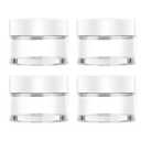 4 Pack 1oz Small Glass Containers with Lids, Tecohouse Glass Jars with White Lids & Inner Liners, Mini Travel Toiletries Container for Slime, Makeup, Cream, Lotion, Cosmetic