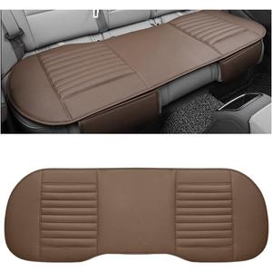 Leather Car Seat Cover, Breathable Rear Seat Bottom Cushion Pad Filling Bamboo Charcoal, Comfortable Anti-Slip Vehicle Long Bench Cover with Storage Pockets, Car Accessories (Coffee)