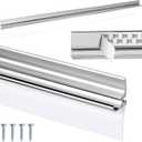 25" Chrome Framed Shower Door Replacement Drip Rail with Vinyl Sweep Door Water Deflector, Applied Mounting Tape and Screws (25Inch)