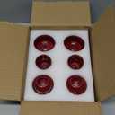 Double Sided Vintage Ribbed Taper Glass Candle Holders,Tea Candle Holder for Table Centerpieces, Wedding Decorations and Dinner Parties (Red, 6 PCS)