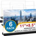 Acrylic Sign Holder 11x8.5 '' Horizontal T-Shaped Clear Double-Sided Table Menu Stands Plastic Picture Frames Display Desktop Display Holders for Wedding Table,Restaurant Signs,Office, Store,6 Pack