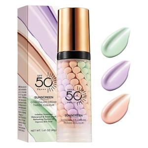 3 In 1 Primer for Face Before Makeup, Sunscreen Isolation Cream Face Tinted Moisturizer, SPF 50,One Step Color Corrector, Makeup Primer Oil Control & Concealer Skin Tone Correcting,Mothers Day Gifts