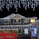 YEGUO 33ft 400 LED Icicle Lights Outdoor, 80 Drops Icicle Christmas Lights Connectable, 8 Modes White Icicle String Lights with Timer Memory Indoor