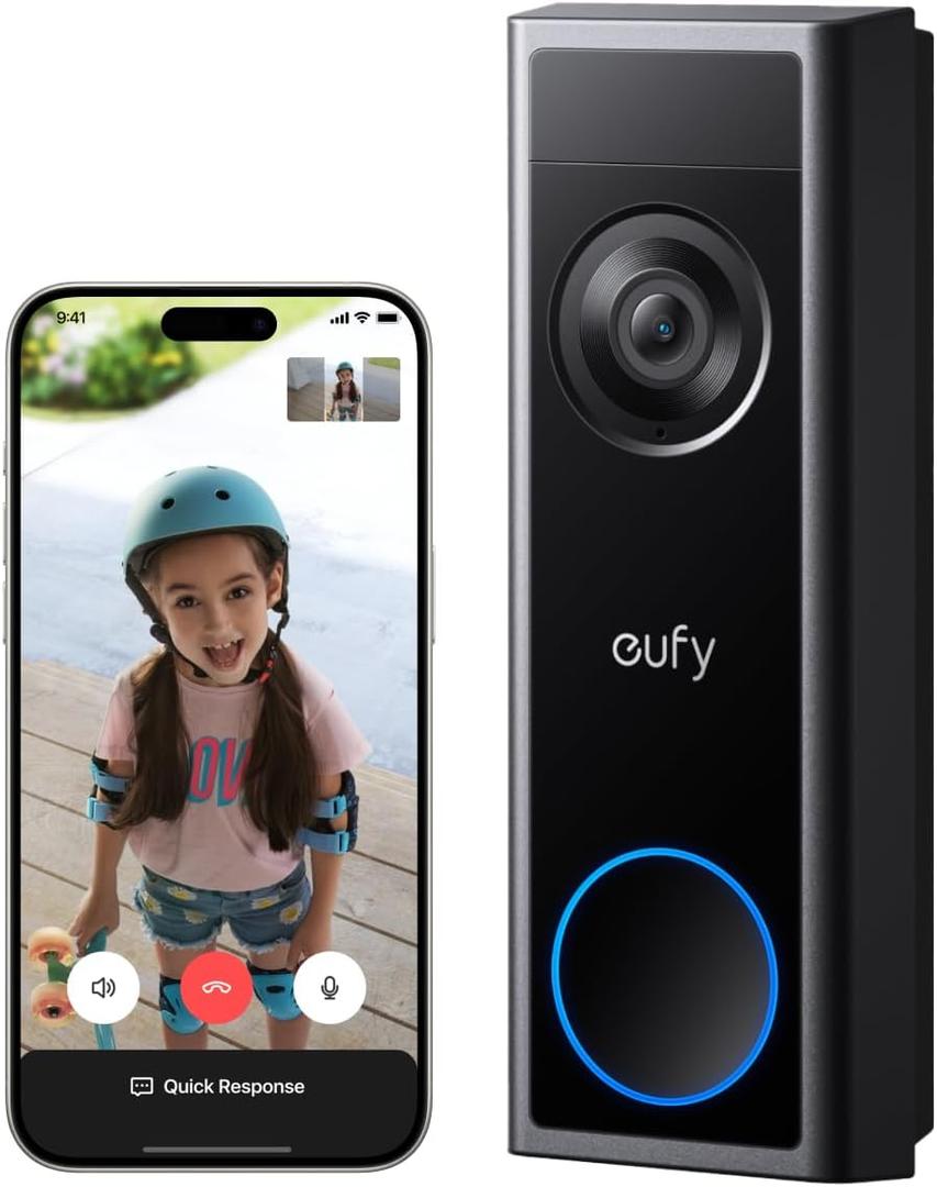 eufy Security Video Doorbell Camera C31, 2K FHD Battery or Hardwire Powered, Easy to Install, Quick-Release Battery, Live Video Call, 24/7 Recording, Human & Motion Detection, No Monthly Fee