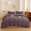 ECOCOTT Purple Duvet Cover Super Queen Size - 100% Washed Cotton Durable Soft Comfy Duvet Cover Set, 3 Pieces Duvet Cover with Zipper Closure (Purple, 98''x90'') (Lilac Purple (No Comforter))