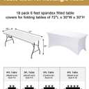 Fixwal 18 Pack 6FT White Tablecloth Rectangle Spandex Fitted Table Cover | Fit for 6 Foot Rectangle Table, Washable Stretch, Ideal for Party, Wedding, Banquet, Buffet, Vendor Booth