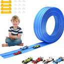 Flex Race Car Track 15 Ft for Kids 3+ Toys, with 4 Small Racecars, Suitable for Hot Wheels and Diecast 1/64th Cars, Rolls Up Race Tracks with Strong Suction Cups