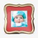 MIMOSA MOMENTS Metal Picture Frame with Printed Red Mat for 4x4 Photo (4x4, Brass)