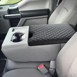JOJOY LUX Center Console Cover for Ford F150 2015-2024 and F250 F350 F450 2017-2024 Leather Arm Rest Box Lid Middle Console Armrest Protective Cover F150 F250 Accessories(for Jump Seat Only)