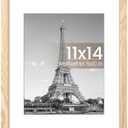 upsimples 11x14 Picture Frame, Display Pictures 8x10 with Mat or 11x14 Without Mat, Wall Hanging Photo Frame, Natural, 1 Pack