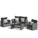 4-Piece Wicker Patio Conversation Set with Dark Grey Cushions