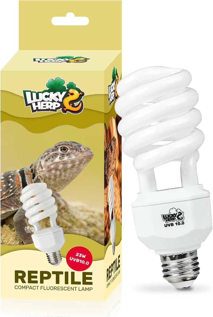 LUCKY HERP UVA UVB Reptile Light 10.0, Desert UVB 150 Compact  Lamp, UVB Light for Reptiles 23W, UVA UVB Reptile Light Bulb, UVB Bulb for Reptiles Bearded Dragons Lizards Tortoises Snakes