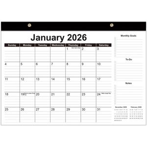 Desk Calendar 2026-12 Months Calendar from January 2026 to December 2026, 2026 Desk Calendar with Thick Paper, 12" x 17", Black