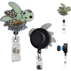 Magnetic Badge Holder with Strong Magnet Back, Sea Turtle Retractable Badge Reel, ID Card Clip for Nurses, Teachers, Office Professionals