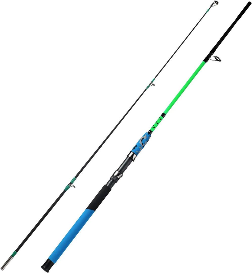 Sougayilang Surf Glass Spinning Rods 2-Pieces Saltwater Offshore Heavy Trolling Boat Fishing Rod Portable Travel Fishing Rod (5ft/1.5m, green)