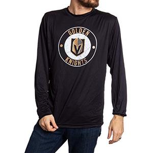 Calhoun NHL Mens Loose Fit Performance Rashguard Wicking Long Sleeve Shirt (X-Large, Vegas Golden Knights)