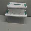 2-packs Latch Storage Boxes with Handle, 7 Quart & 14 Quart Clear plastic Container Tote