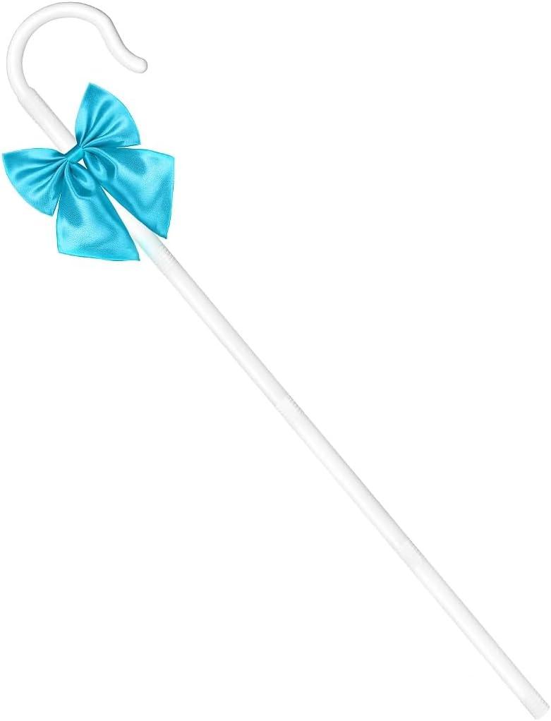 Bastn de pastor blanco con pajarita azul, gancho de pastor de plstico para adultos/nios, disfraz de Halloween, accesorio Cosplay