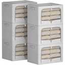 FHSQX 6 Pack Clothes Storage Bins,Light Grey,19.7x15.7x13 Inch
