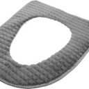 1pc Washable Reusable Toilet Seat Cover Zipper Thickened Warm Cushion Pad for Bathroom Soft Skin-Friendly Easy Toilets (Grey)